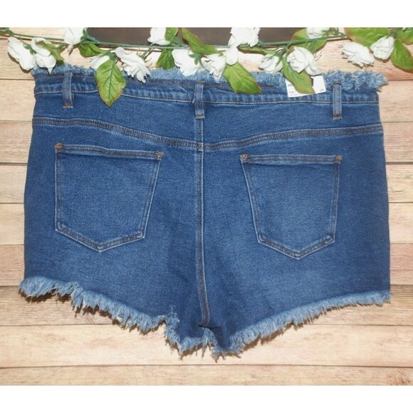NWT Rue + High Rise Festival Shortie Jean Shorts Size 20 Lace Front Raw Edge Hem - Picture 6 of 13